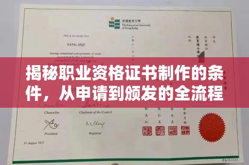 城东揭秘职业资格证书制作的条件，从申请到颁发的全流程解析
